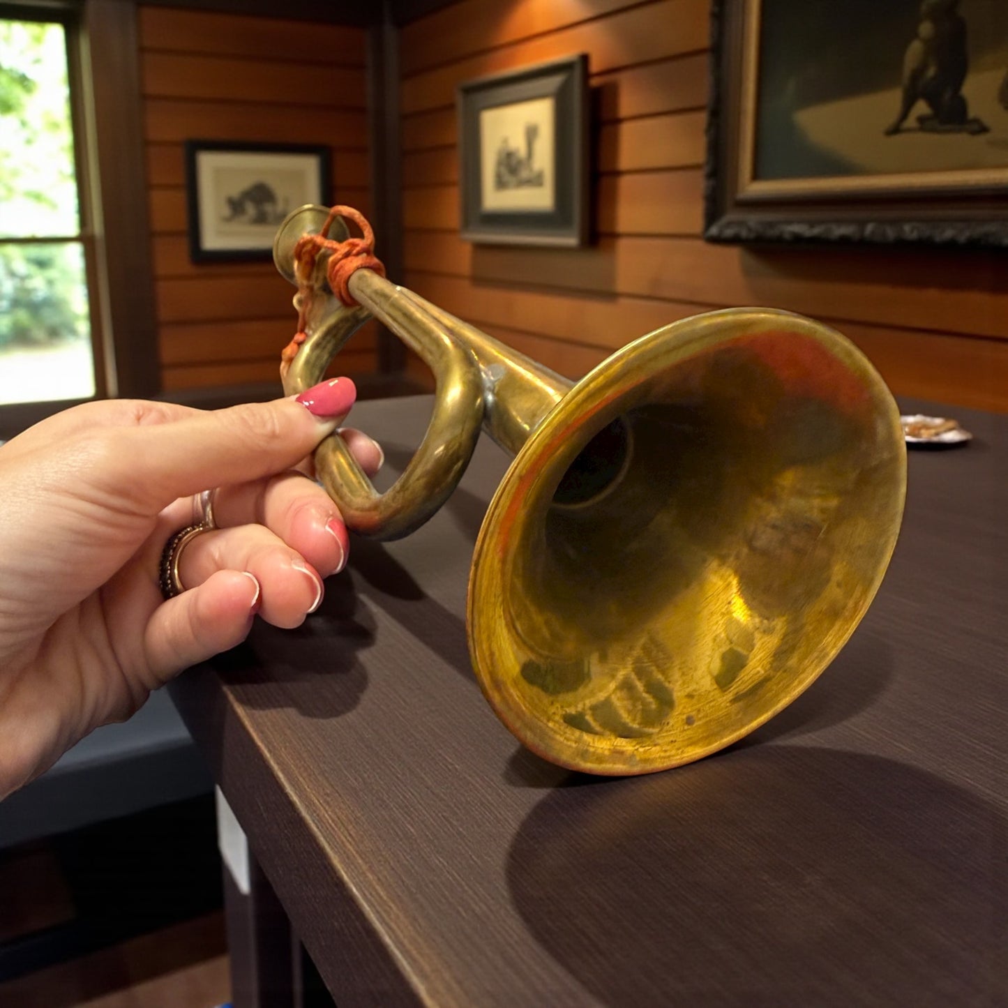 Vecchia tromba da richiamo 23 cm in ottone