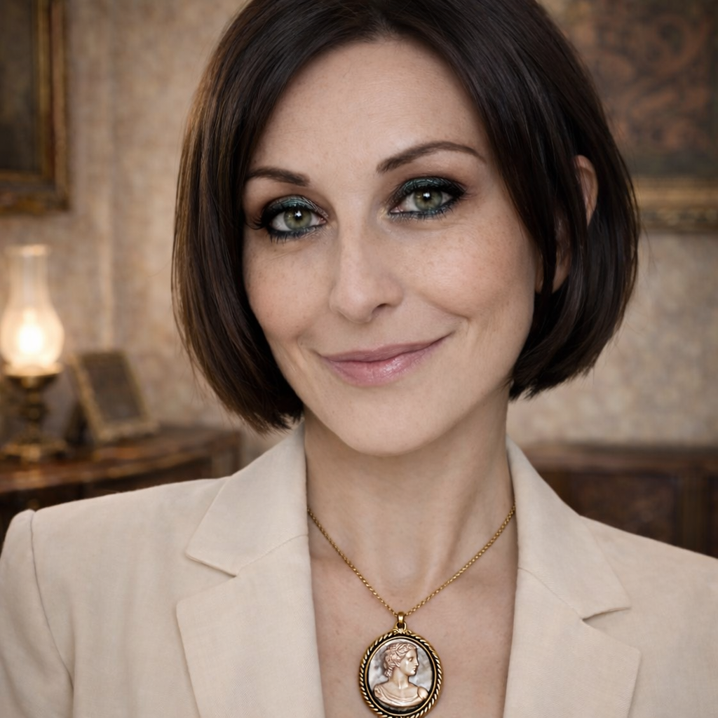 Splendido antico cammeo su madreperla di primo novecento in cornice dorata, doppio uso spilla - pendente