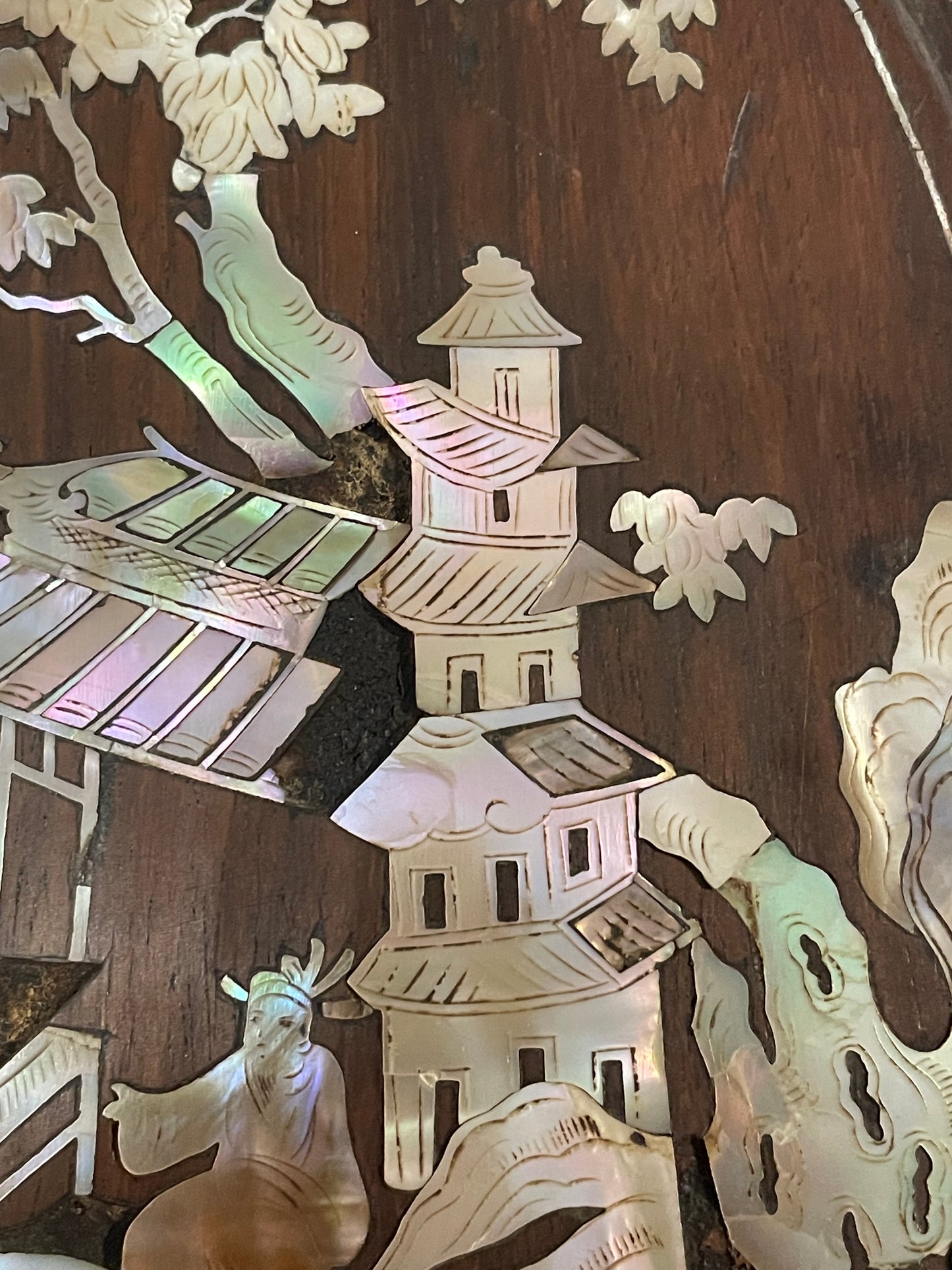 Antico pannello boiserie con intarsi di madreperla e trafori, fine ‘800 tardo Qing