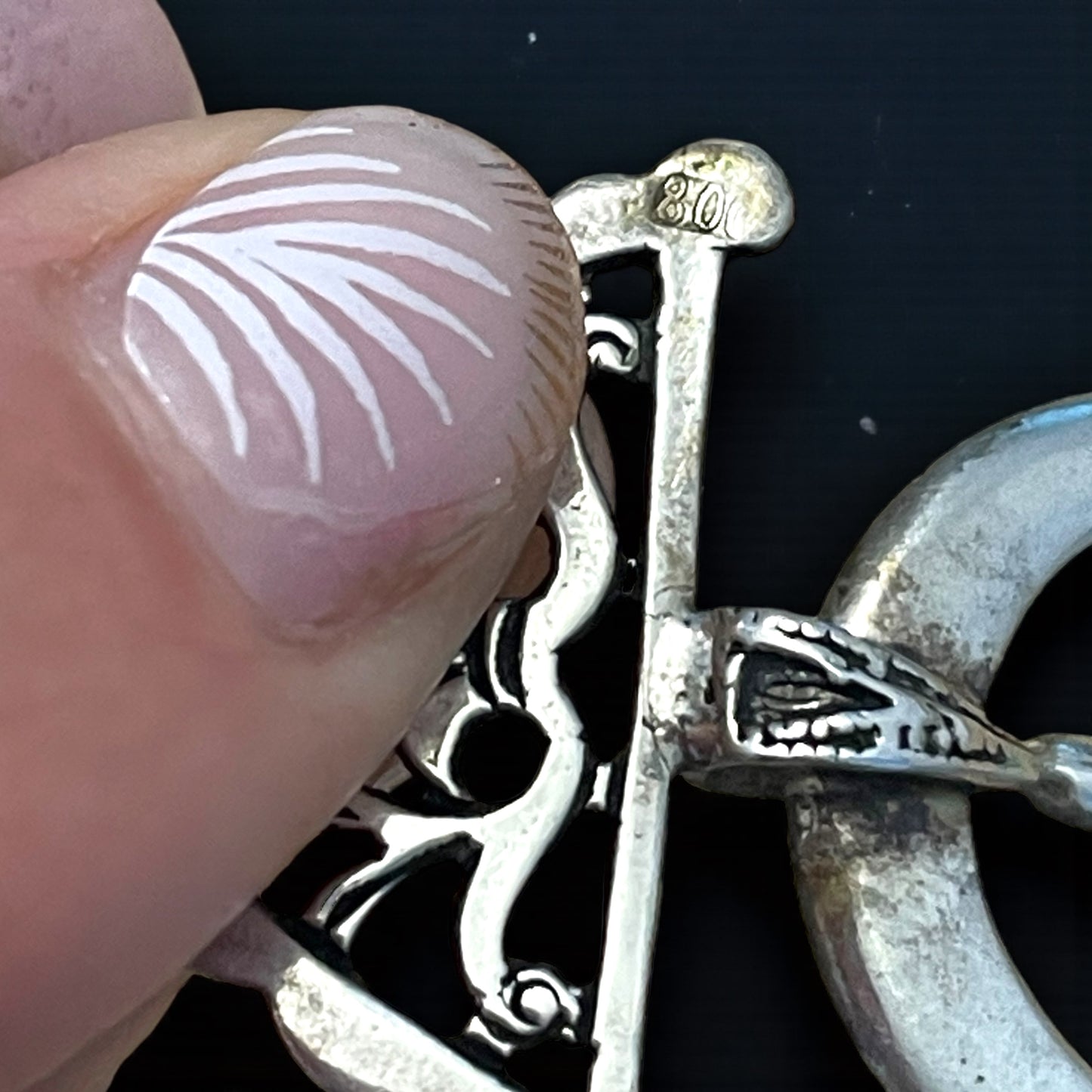 Bracciale tedesco in argento ottocento con fibula, anni ‘70