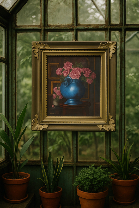 Grande dipinto natura morta in cornice anni ‘70