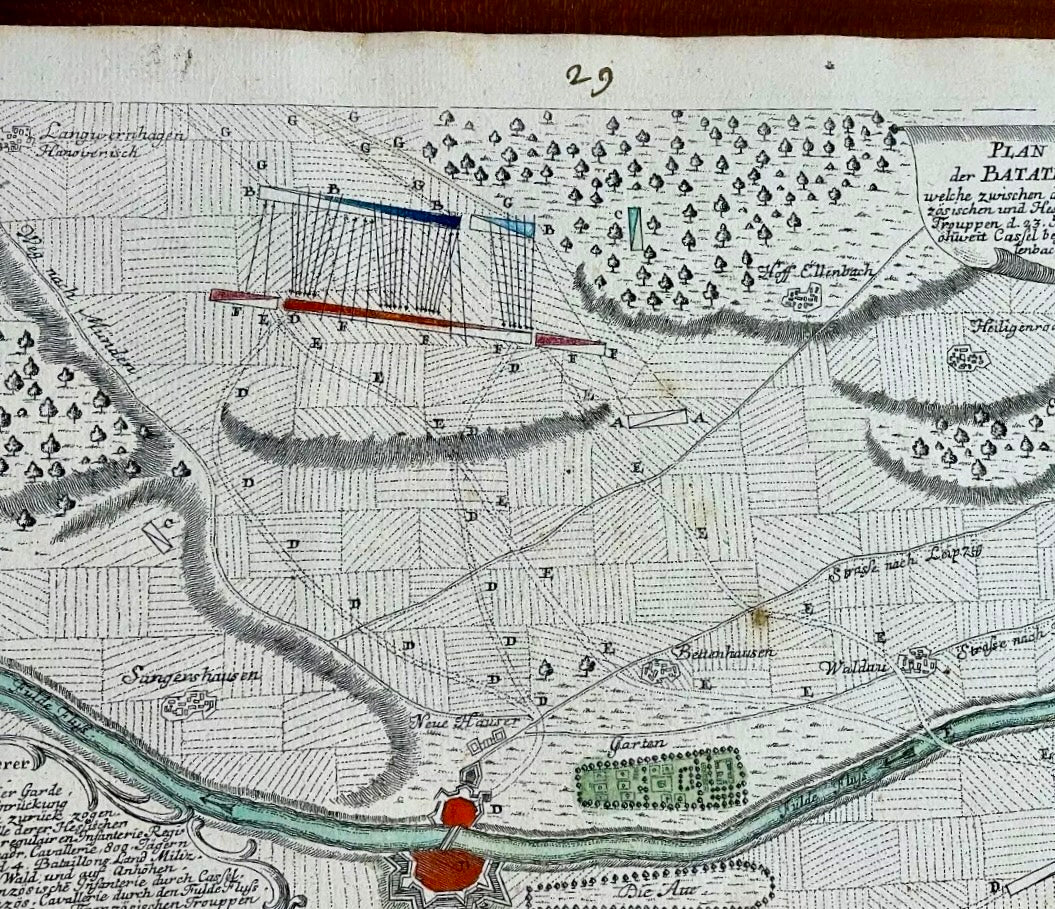 Corpus n. 5 mappe militari Georg Kilian, settecentesche, Guerra dei Sette Anni