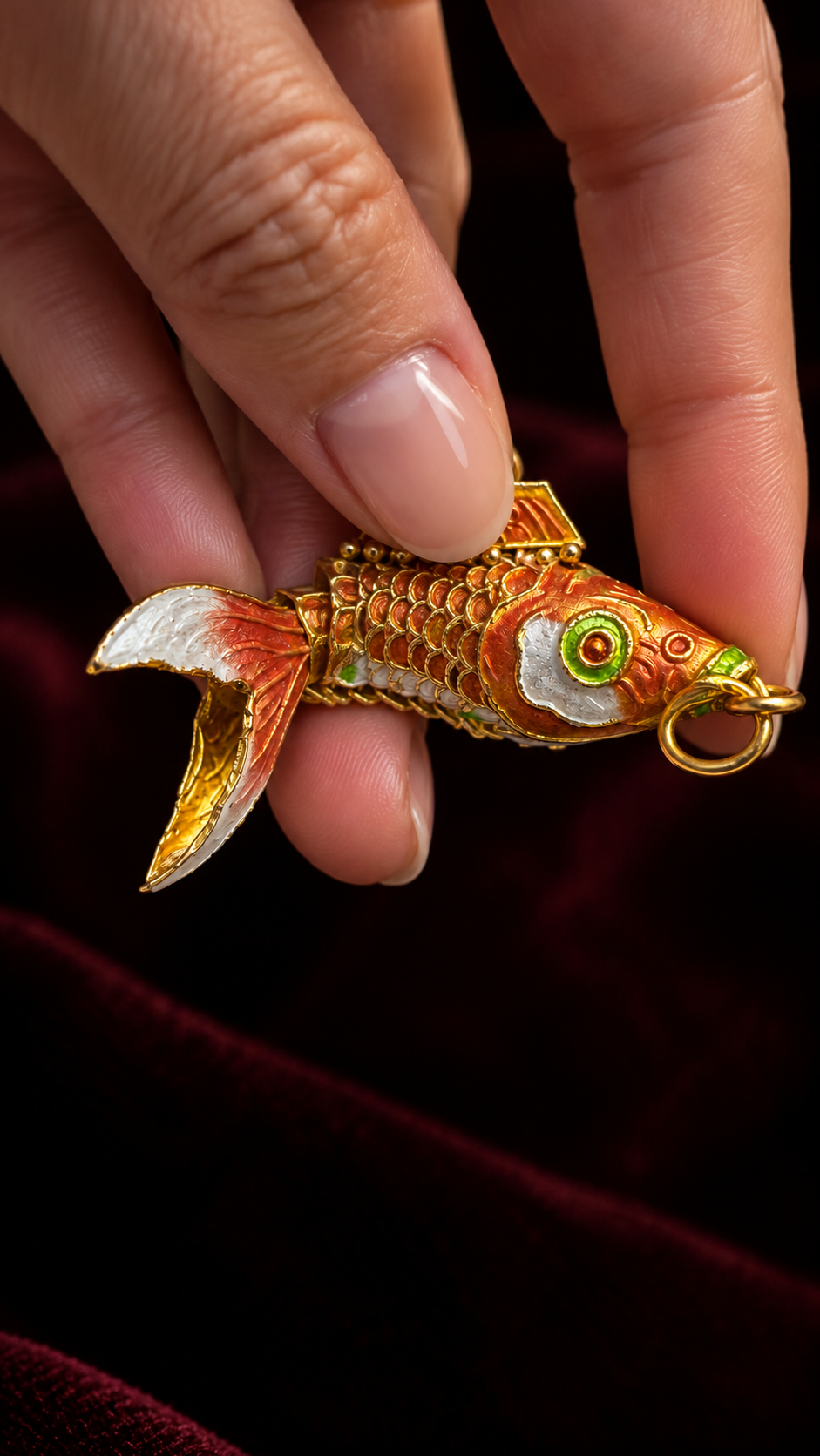 Pesce gioiello vintage pendente ciondolo snodato