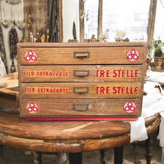 Cassettiera da Merceria rara anni ‘40 filo extra forte
