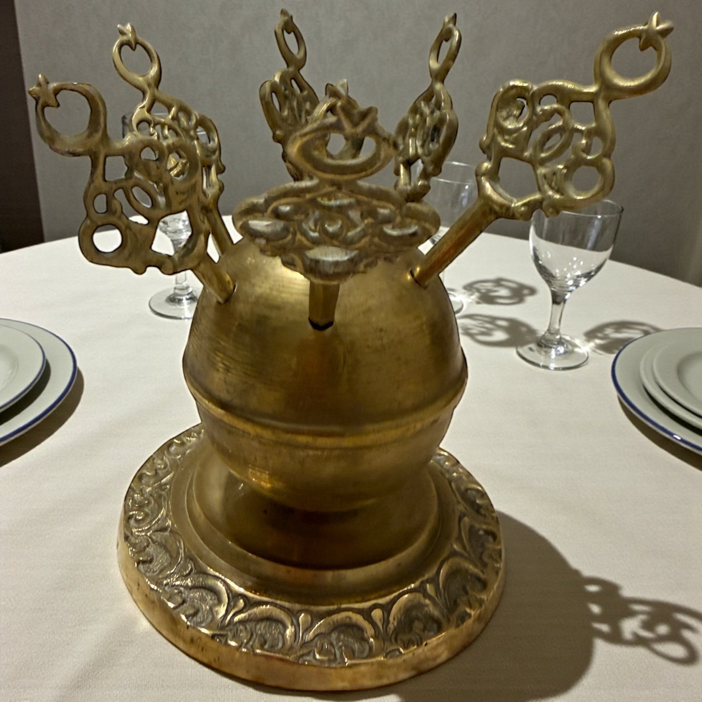 Set servizio da aperitivo in ottone anni 40-50