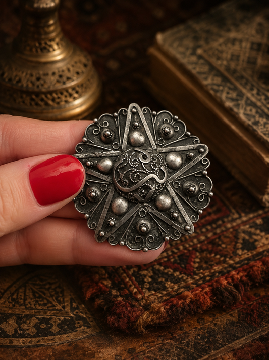 Spilla - pendente gioiello argento antico Maghreb stellato