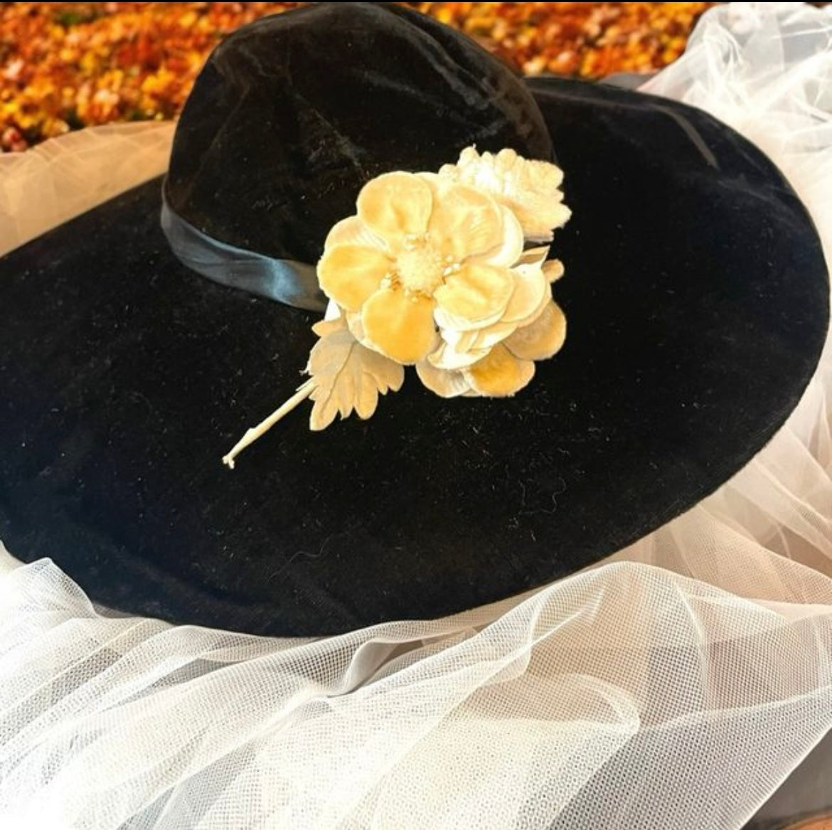 Elegante cappello anni 30 da cerimonia con cappelliera da viaggio originale