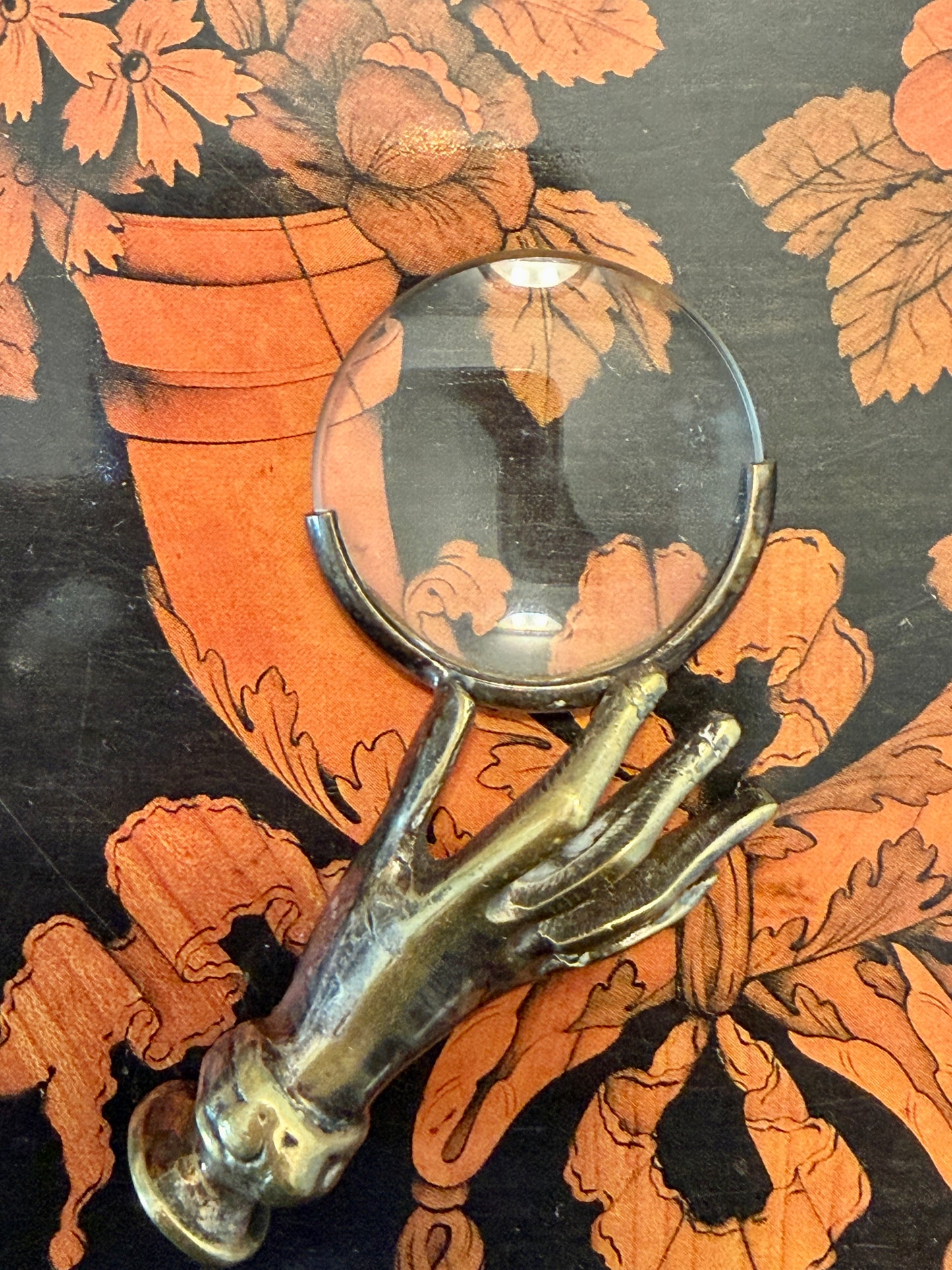 Antica lente da studio o lettura con mano, fine ‘800 - primo ‘900