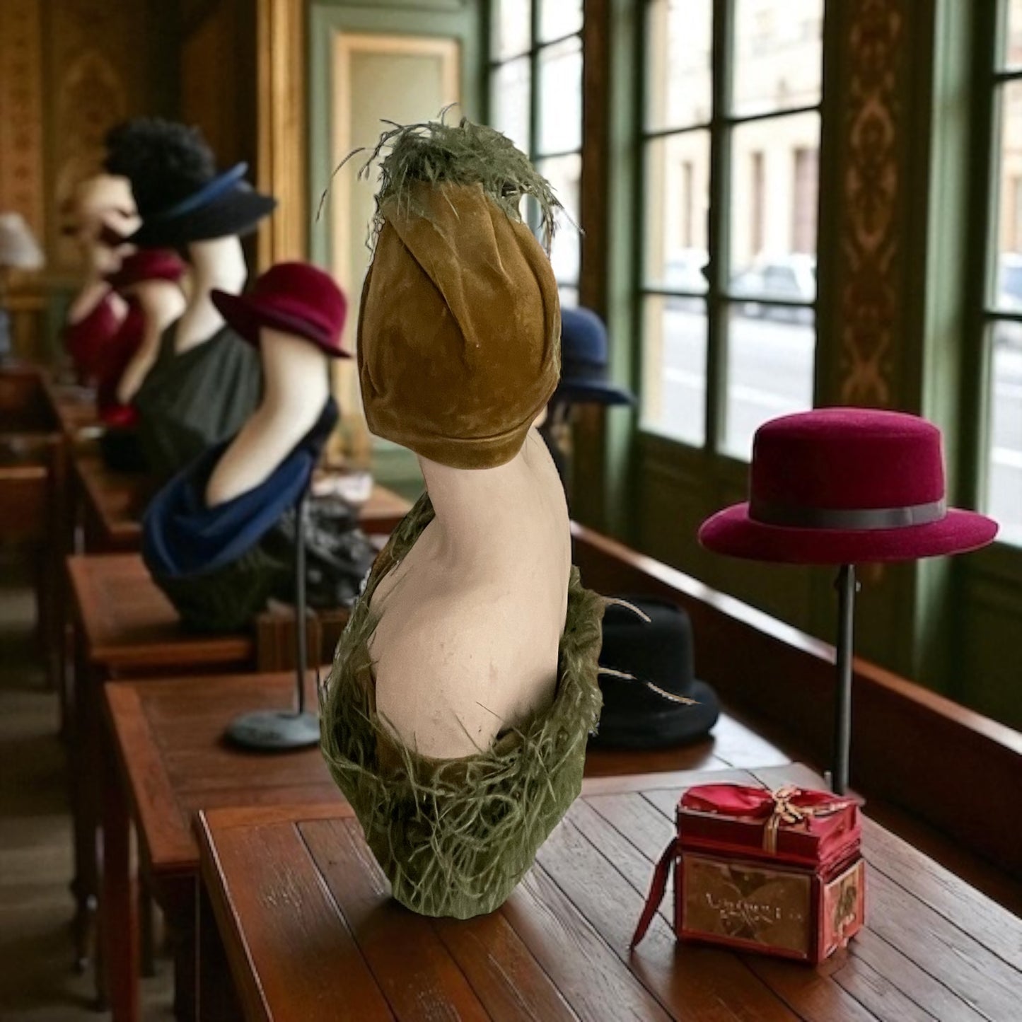 Superbo busto donna bisquit cappelleria francese, art déco anni ‘30