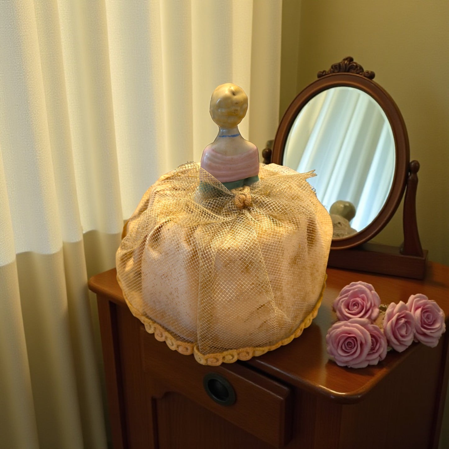 Half doll porta cipria anni ‘30 - ‘40 porcellana