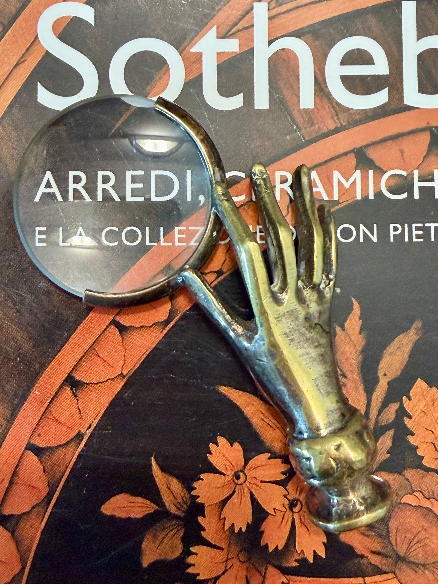 Antica lente da studio o lettura con mano, fine ‘800 - primo ‘900