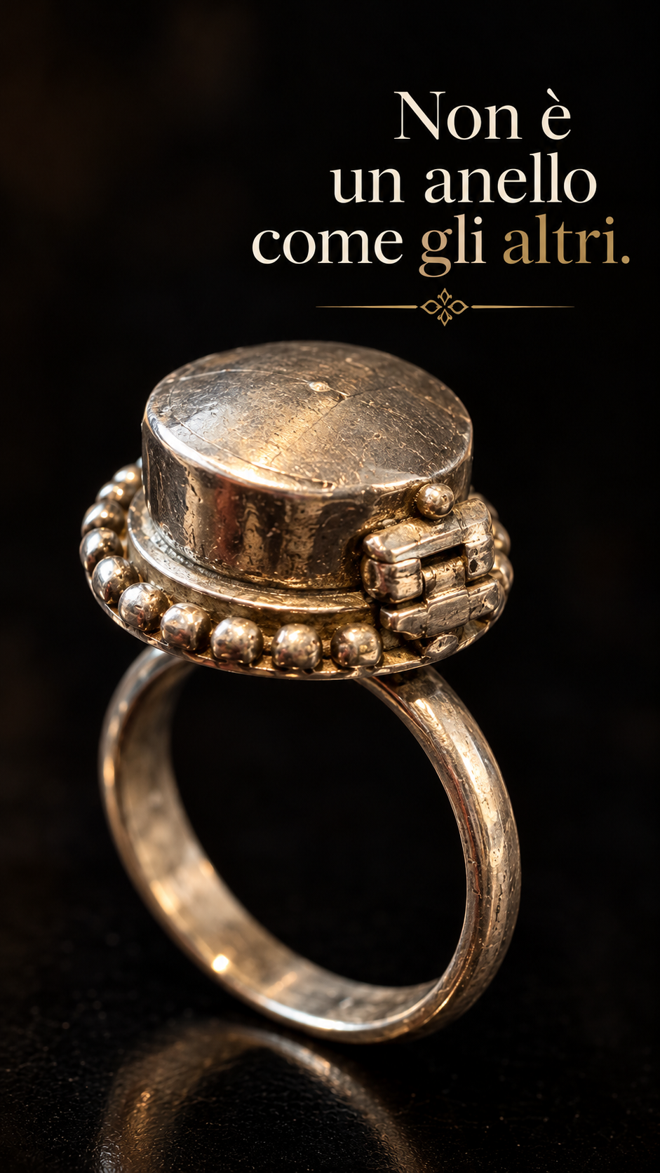 Poison ring anello da veleno con scomparto segreto in argento 825