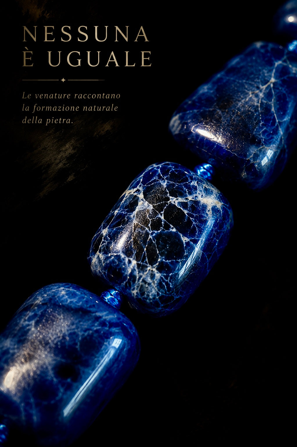 Splendida collana in autentica sodalite con chiusura gioiello