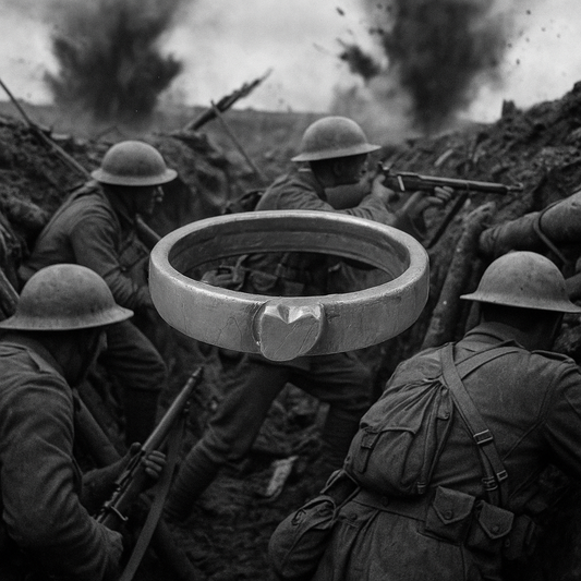 Anello trench art con cuore, I WW