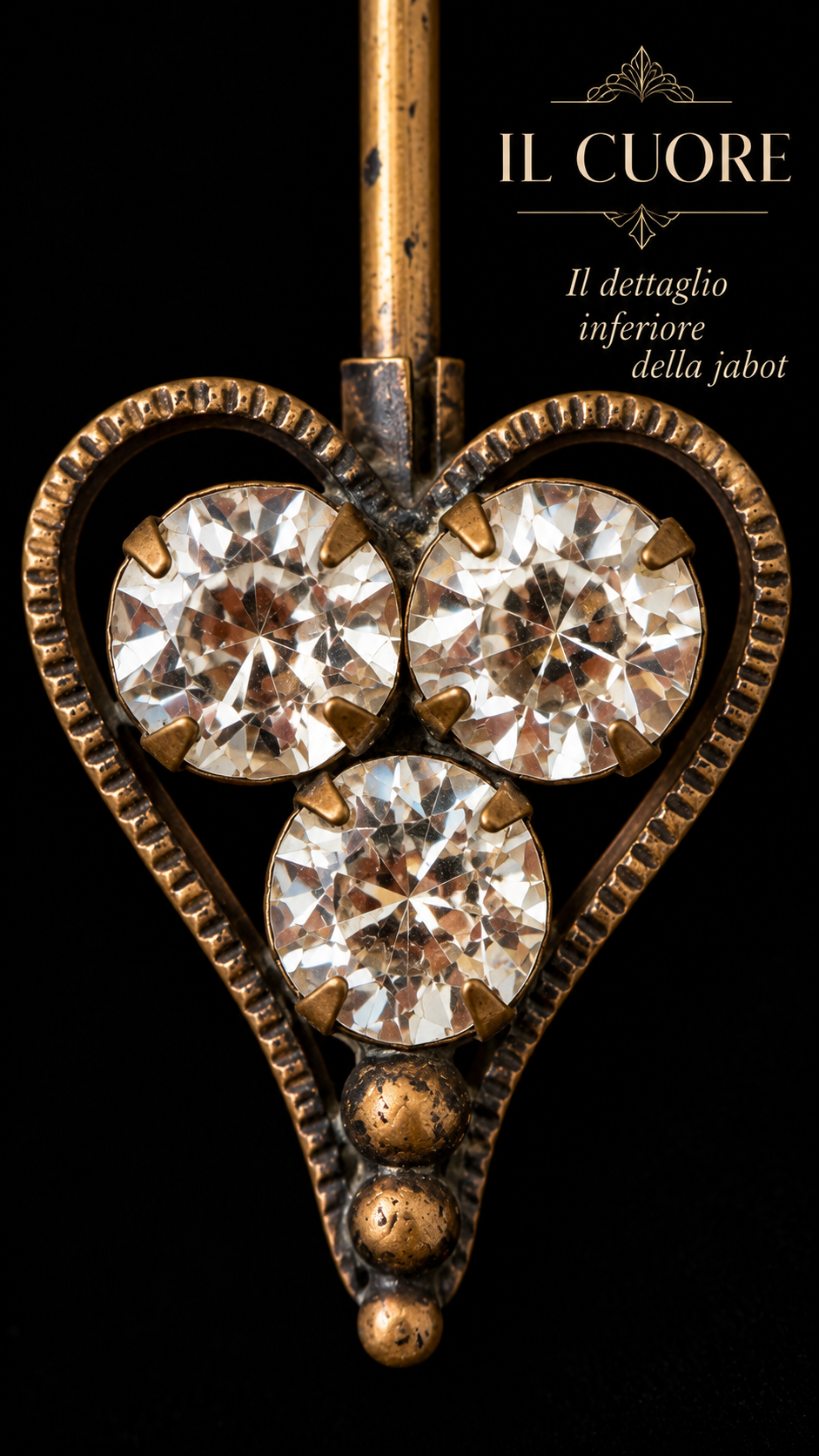 Antica spilla jabot art déco anni ‘20 - ‘30 con navetta ed elemento mobile a cuore
