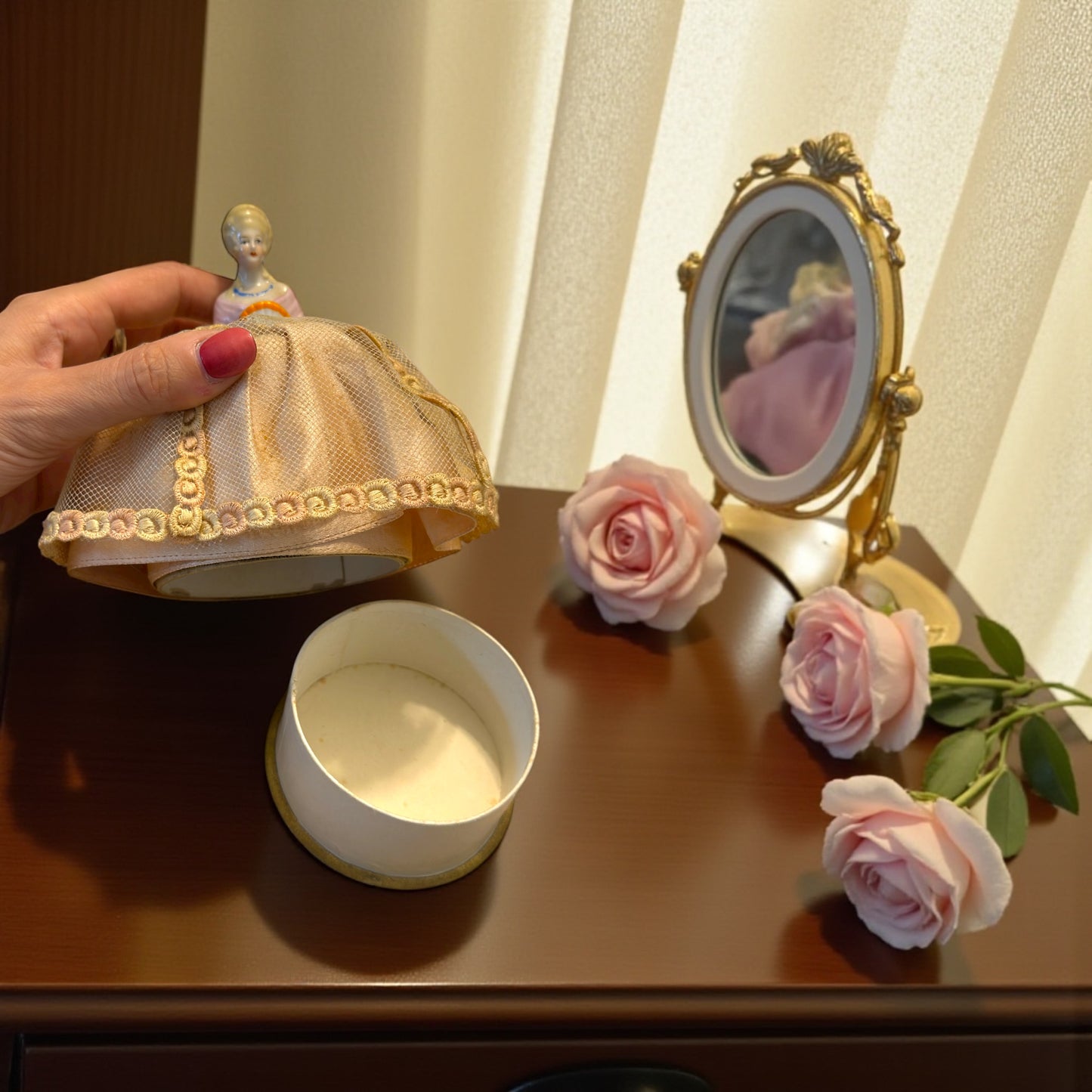 Half doll porta cipria anni ‘30 - ‘40 porcellana