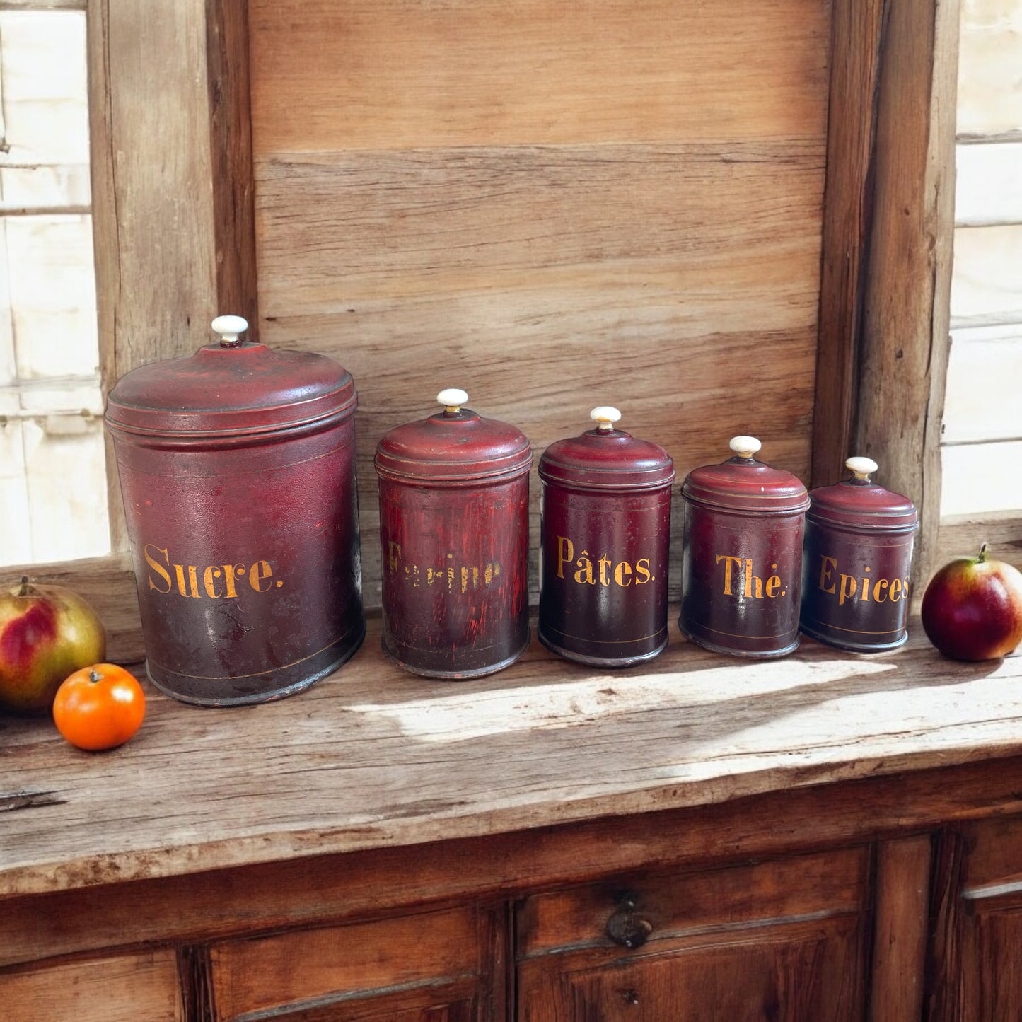 Collezione Antichi barattoli country bordeaux anni 30