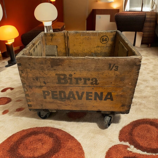 Cassa - tavolino su ruote Birra Pedavena anni ‘60 ca