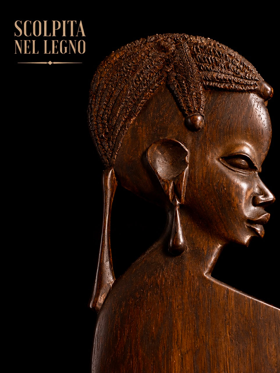 Pettine tradizionale scultoreo africano Duafe, 53,5 cm