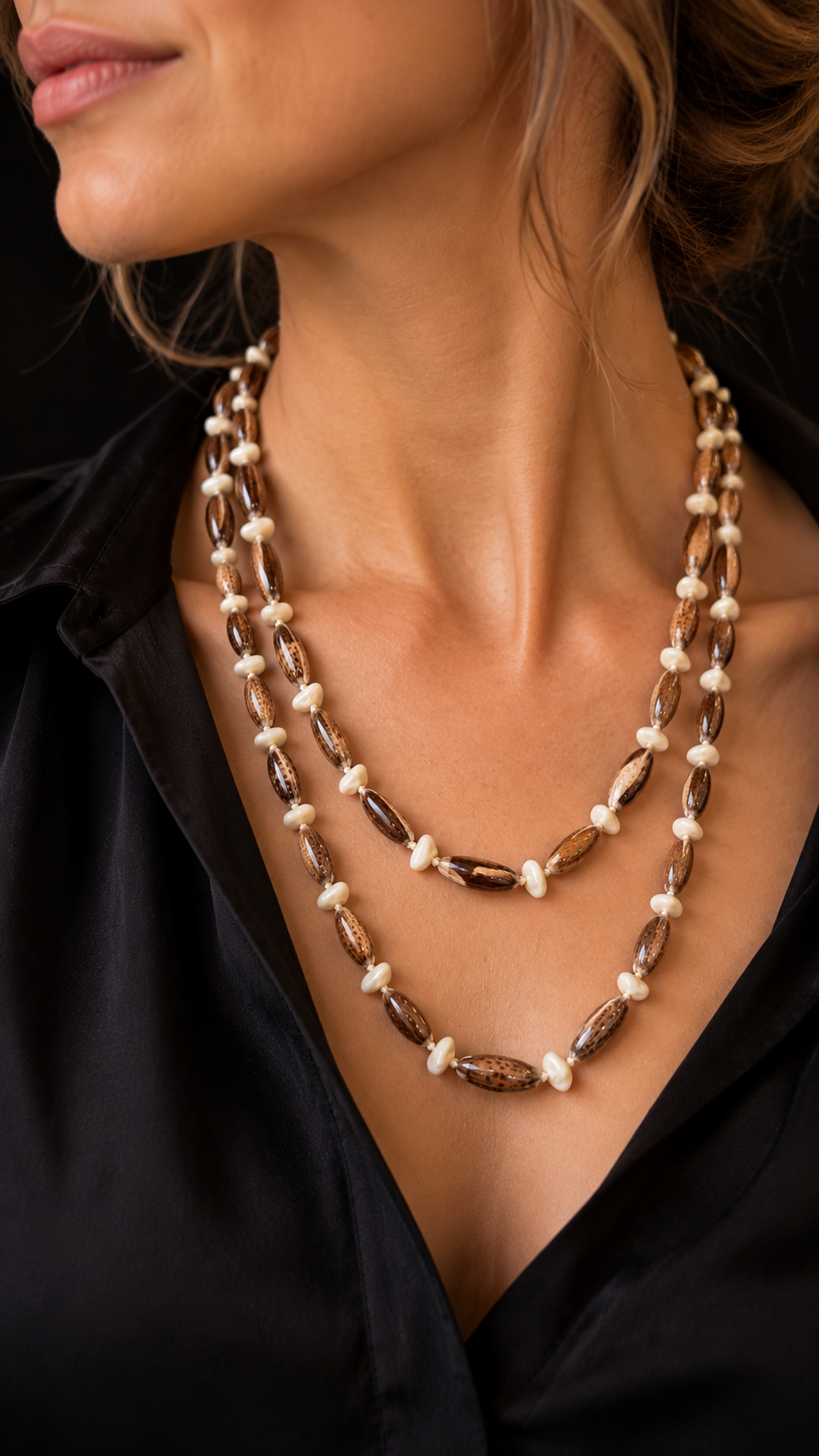 Collana a doppio giro in autentiche conchiglie anni ‘50-‘60
