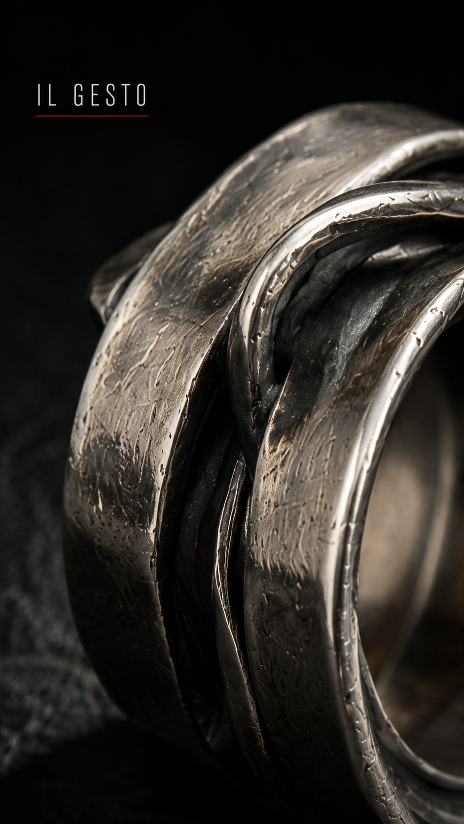 Creazione modernista anni ‘70 anello in argento massiccio punzonato mm diametro interno 17