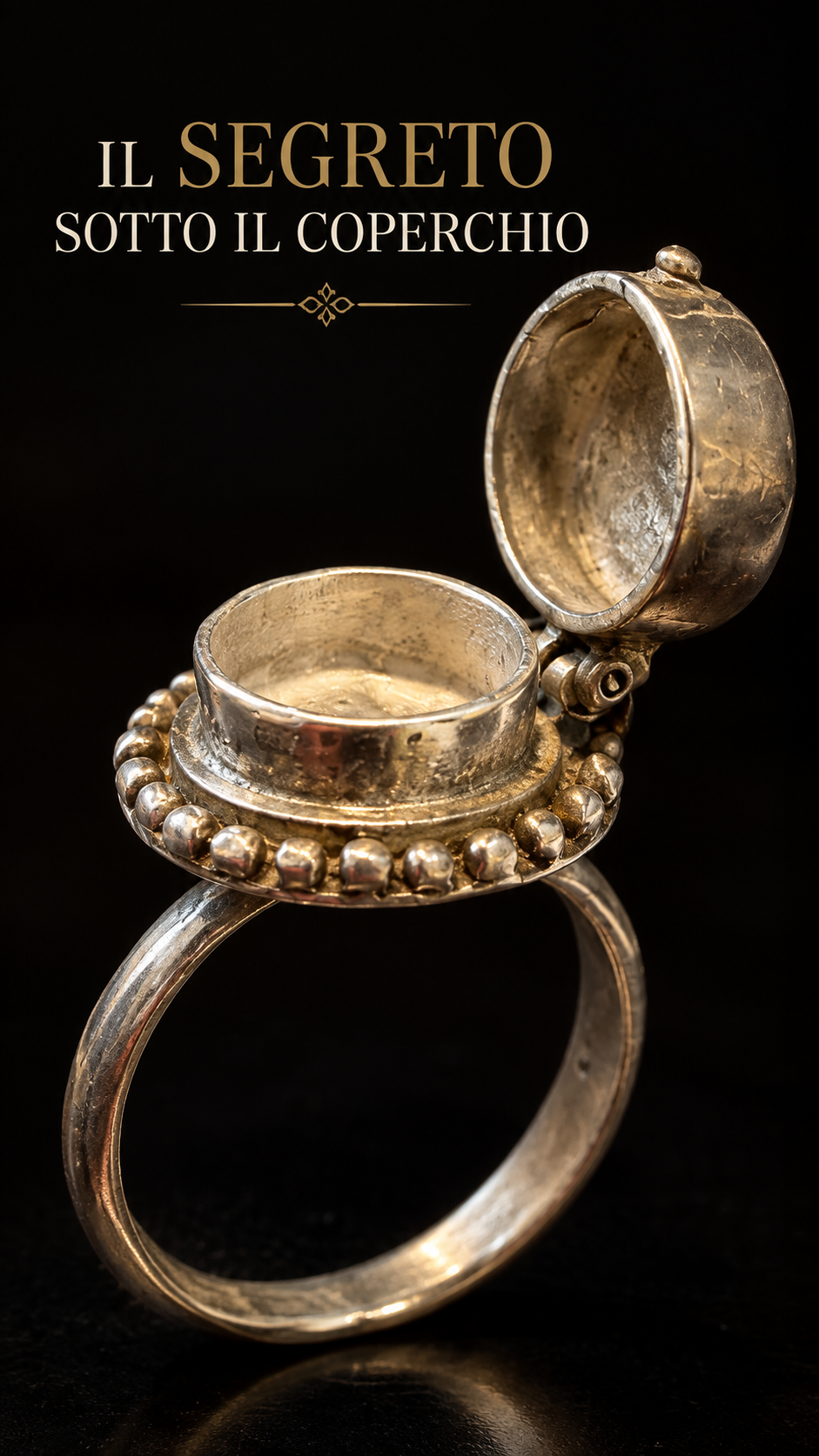 Poison ring anello da veleno con scomparto segreto in argento 825