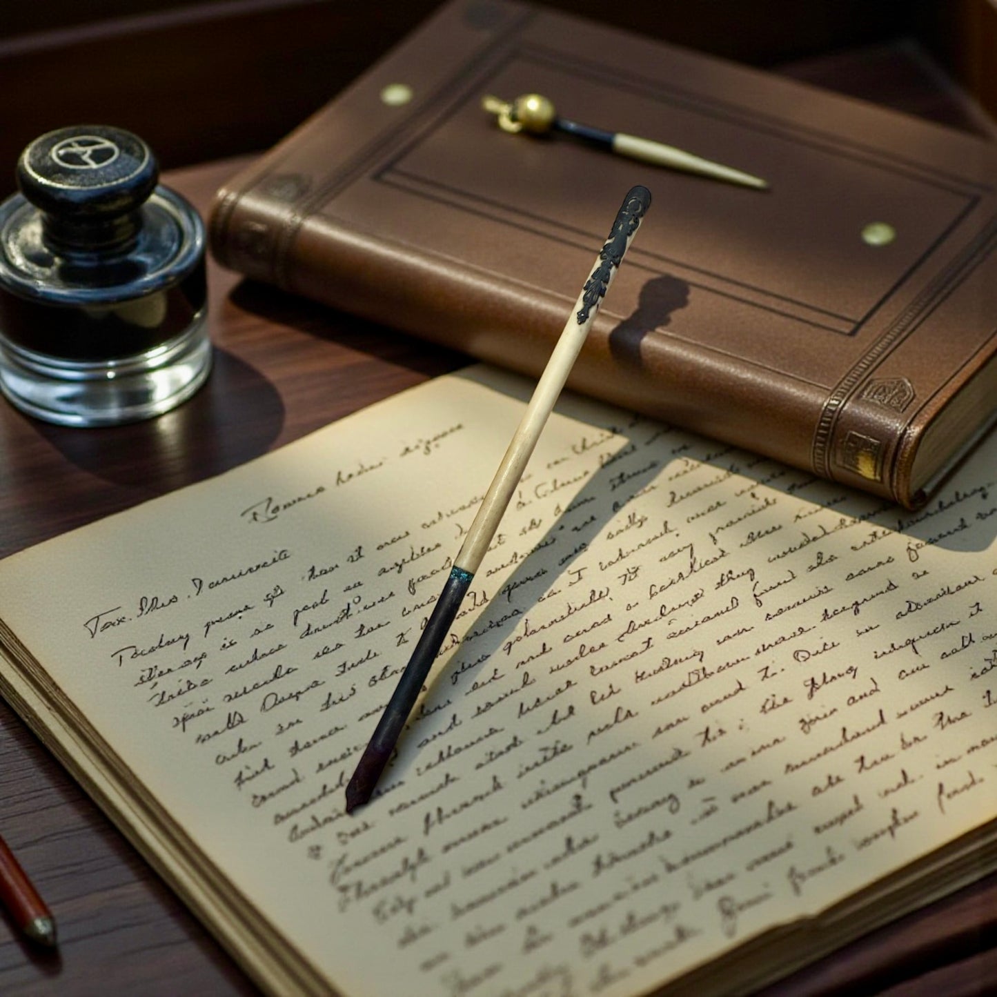 Antica penna da signora in osso ed argento, fine ‘800 primo ‘900