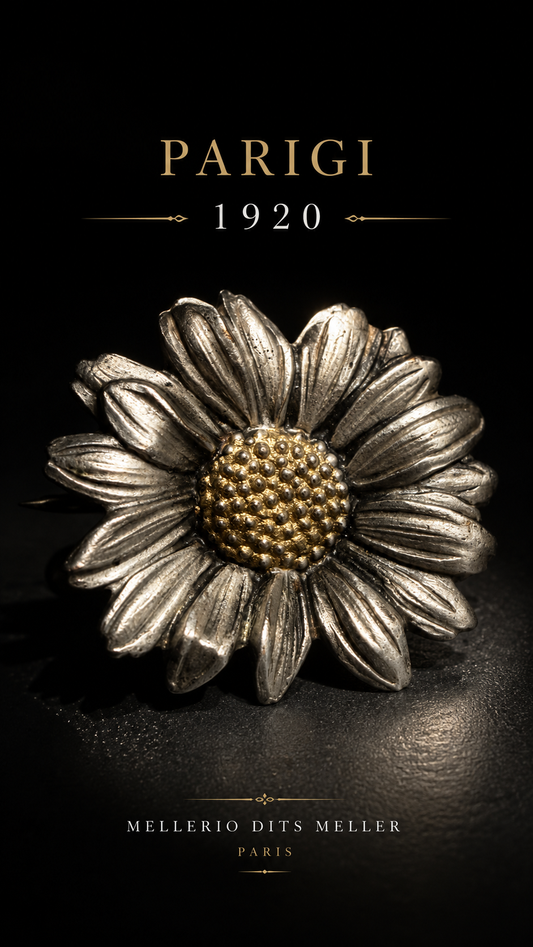 Spilla antica firmata Mellerio dits Meller, 1920 camomilla romana