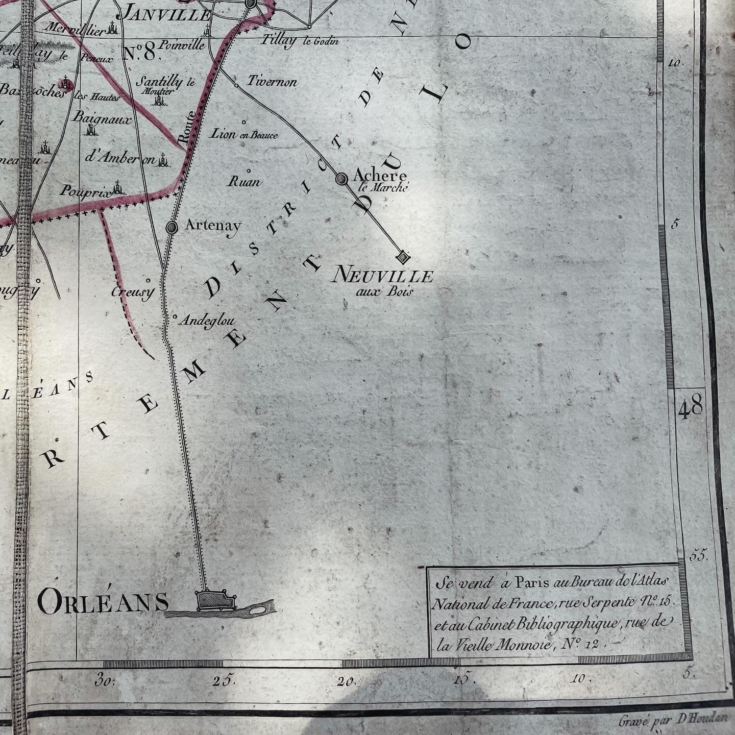 Mappa Loira 1790 telata Houdon