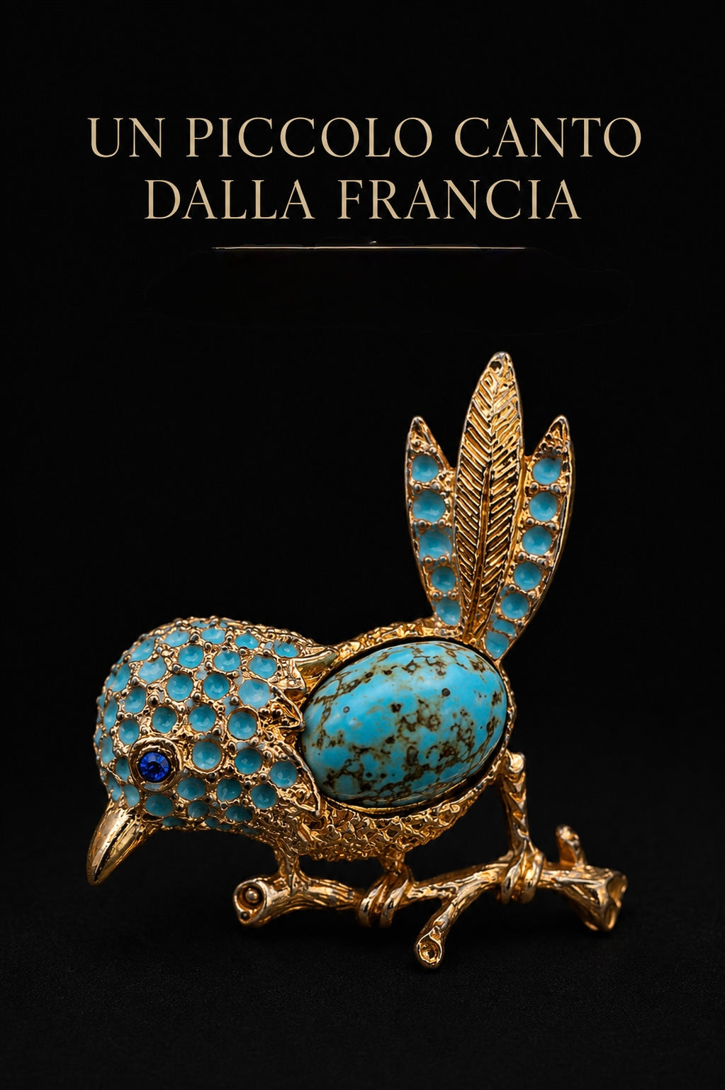 Spilla animalier 70s della maison francese Auriège a guisa di delizioso uccellino