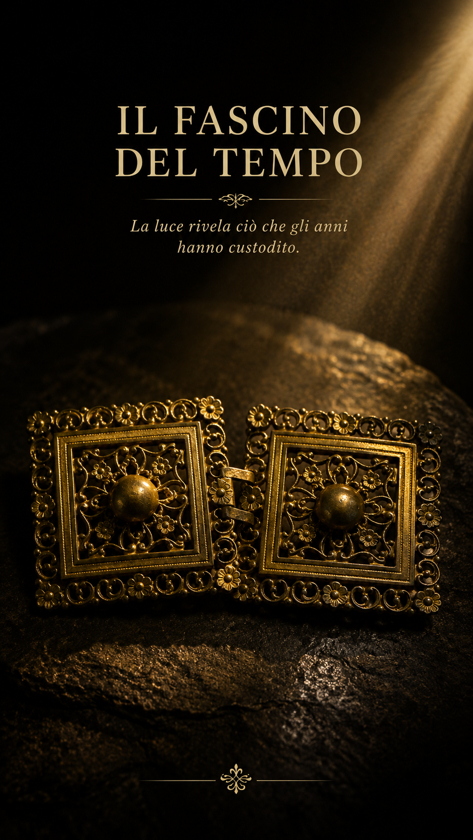 Antica fibbia doppia liberty ottone traforato, primissimo ‘900