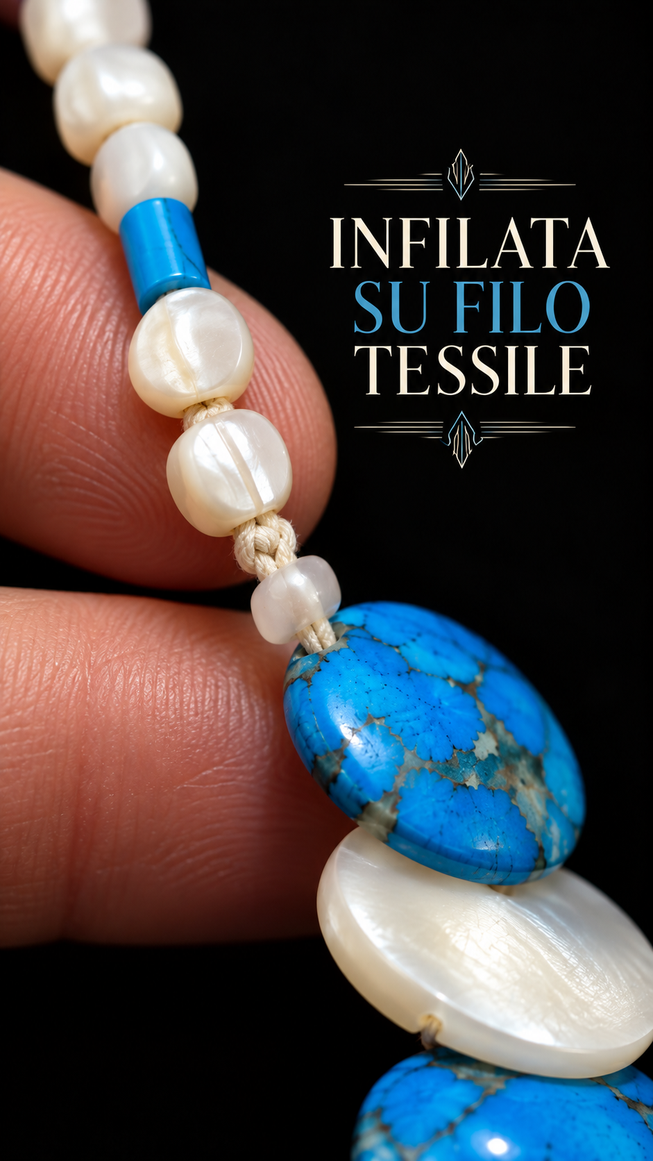 Collana southwest americano ca anni 30-40 con elementi discoidali color turchese e madreperla
