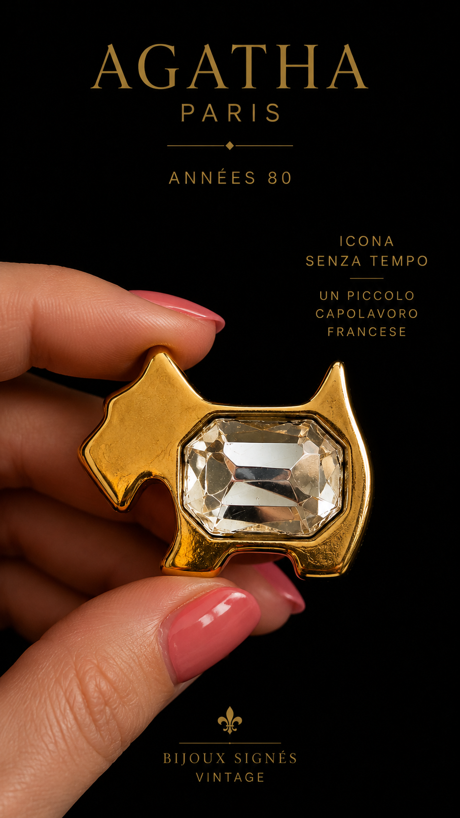 Spilla cane Scottie firmata Agatha Paris anni ‘80