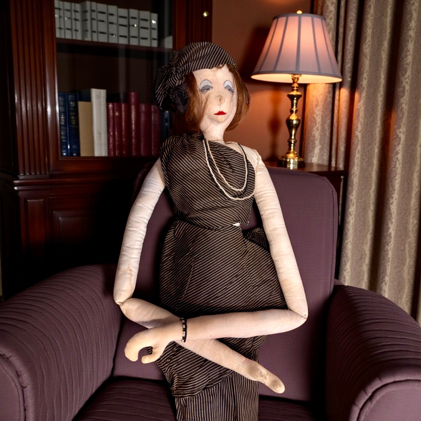 Bambola antica decorativa alta 1 metro, art Déco fatta a mano, circa anni ‘20-‘30