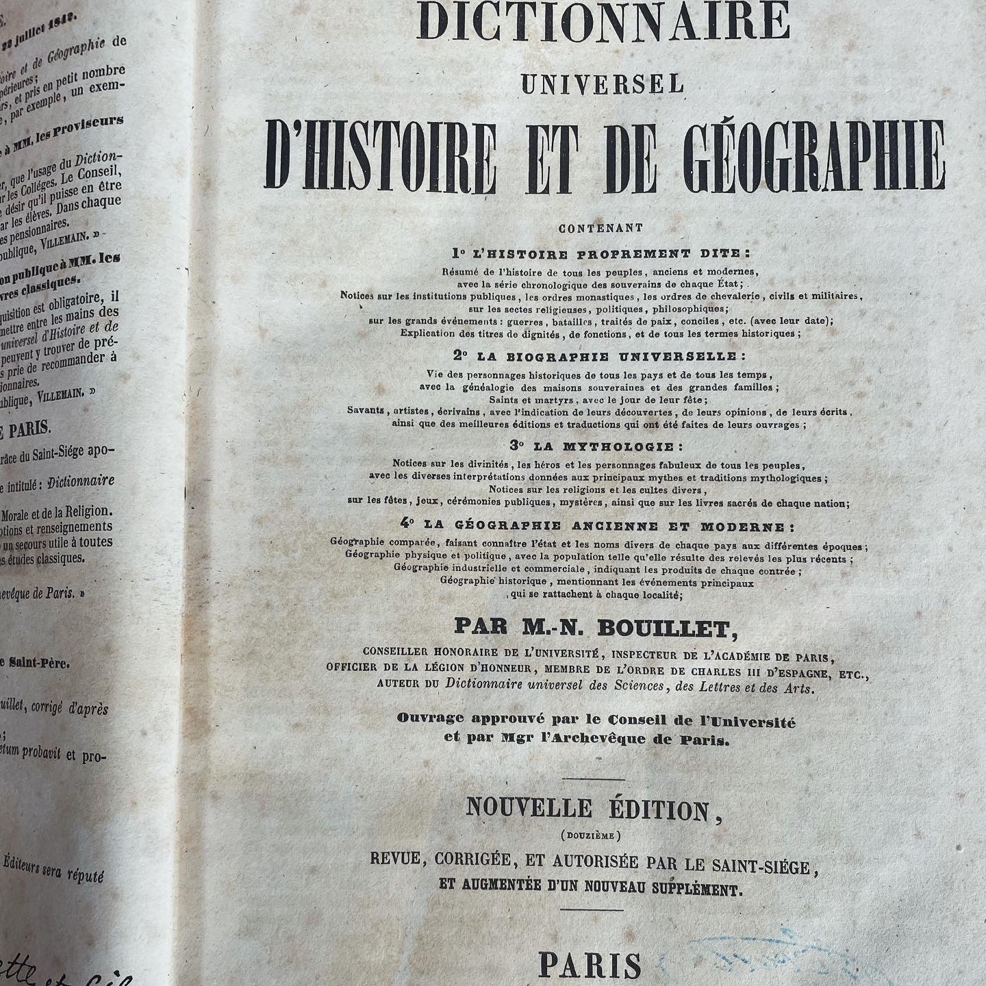 Dizionario storico geografico 1856 Bouillet