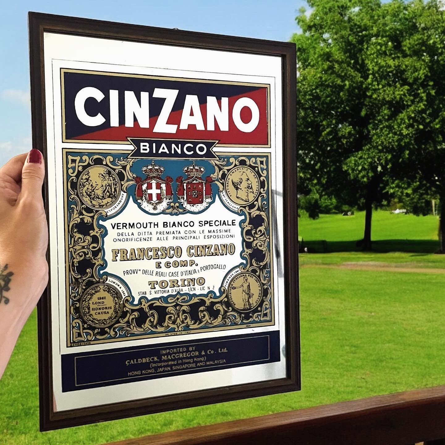 Specchio anni 70 pubblicitario Cinzano