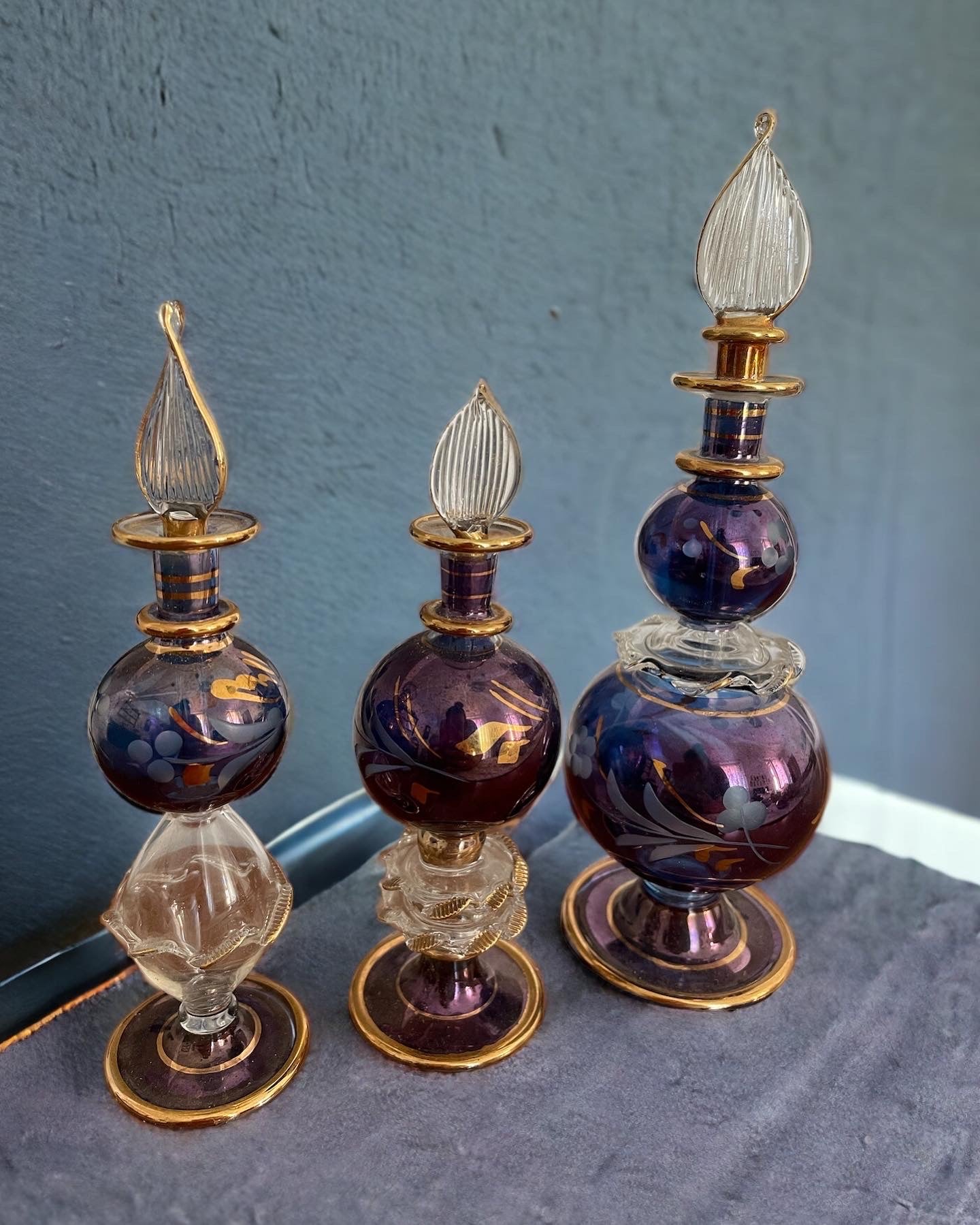 Antique blown glass perfume bottles