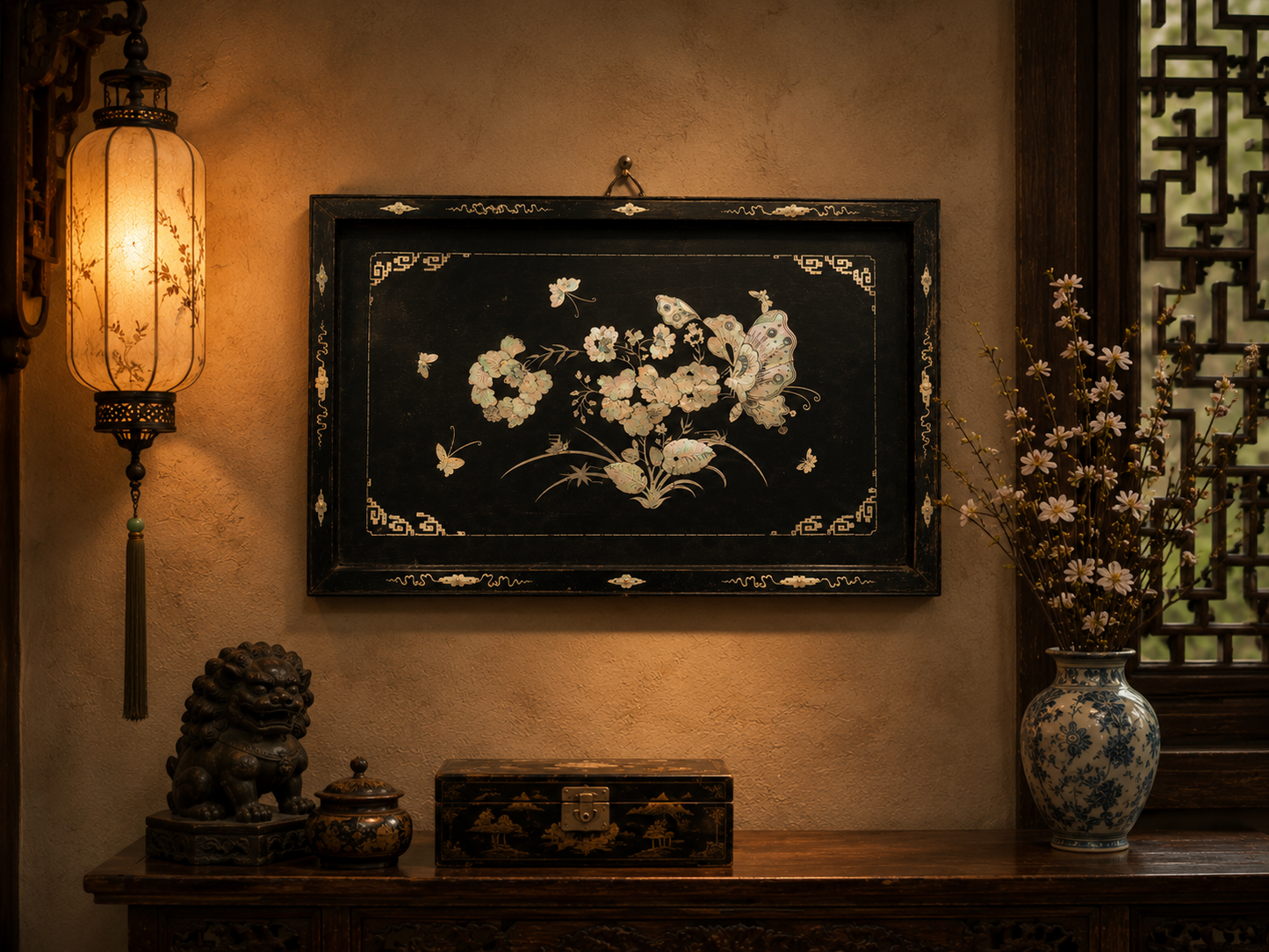 Antico vassoio intarsi in autentica madreperla, fine ottocento primo novecento  ￼