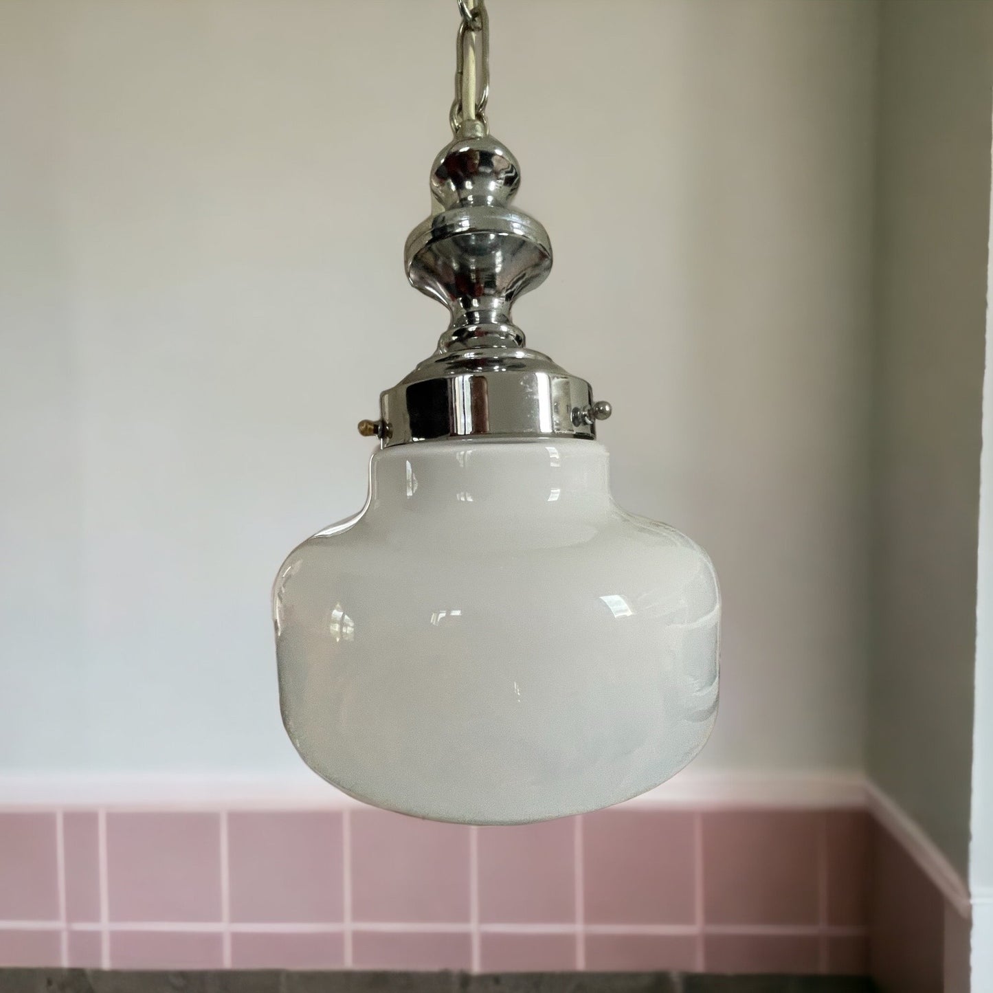 Mid-century opaline pendant lamp