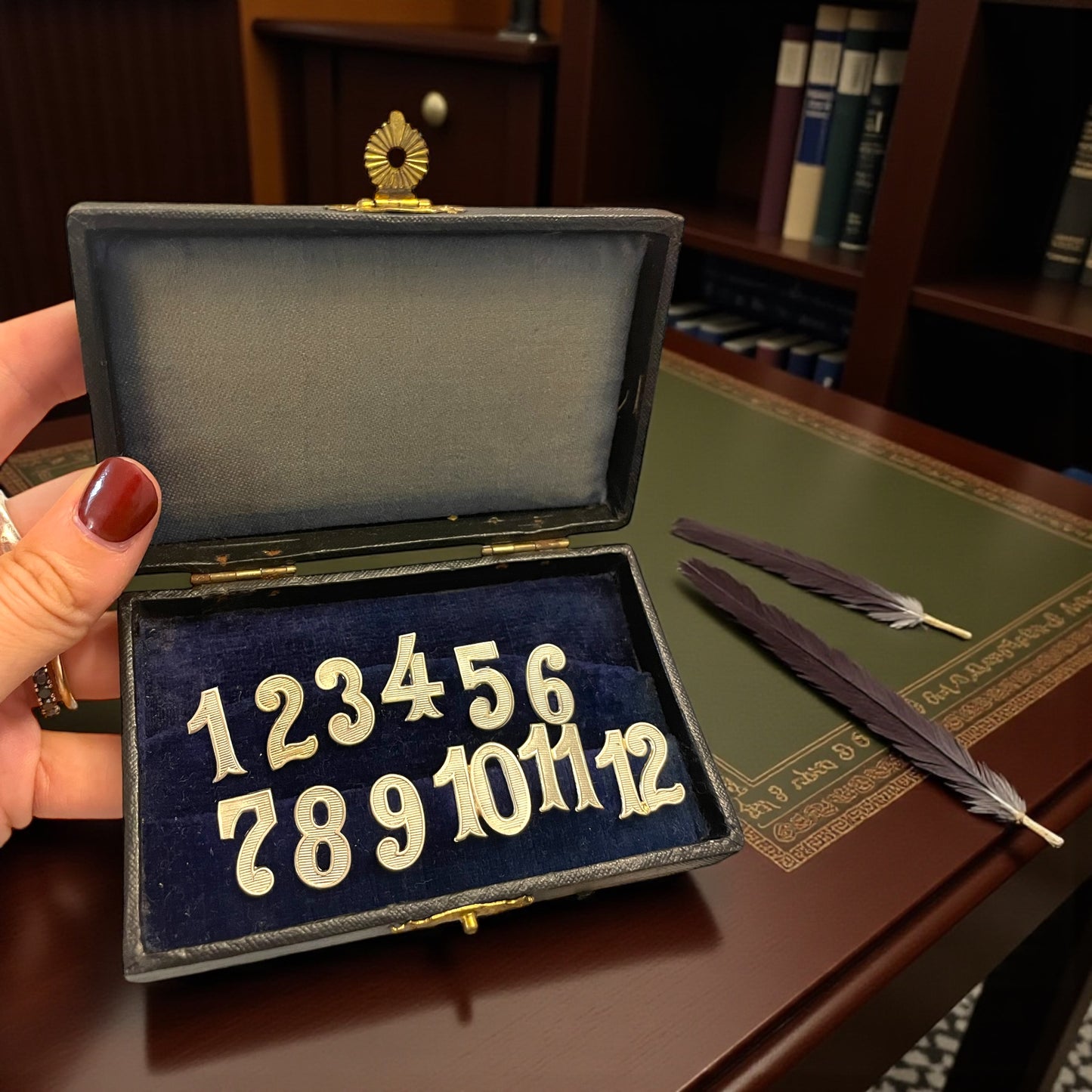 Set segna bicchieri completo in alpacca in cofanetto d’epoca, anni ‘30