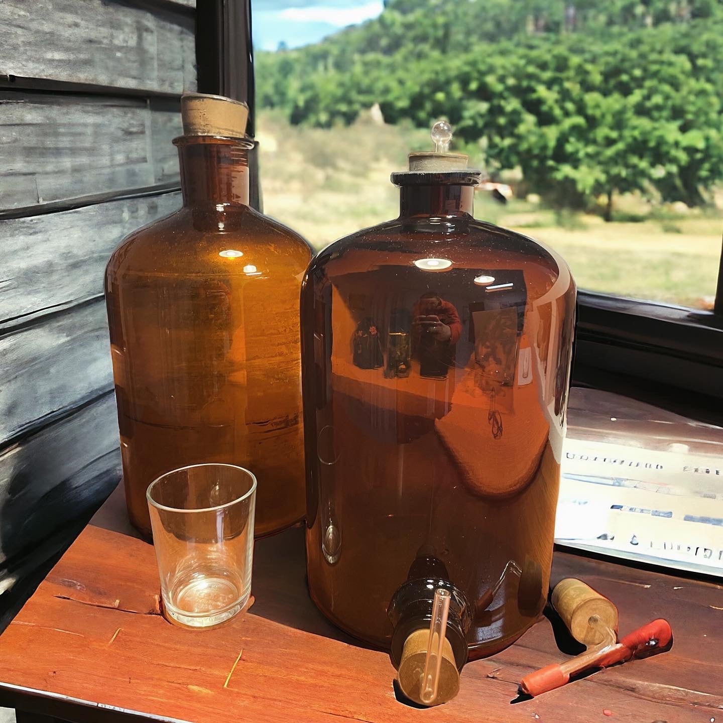 Pair of large glass bottles 1900