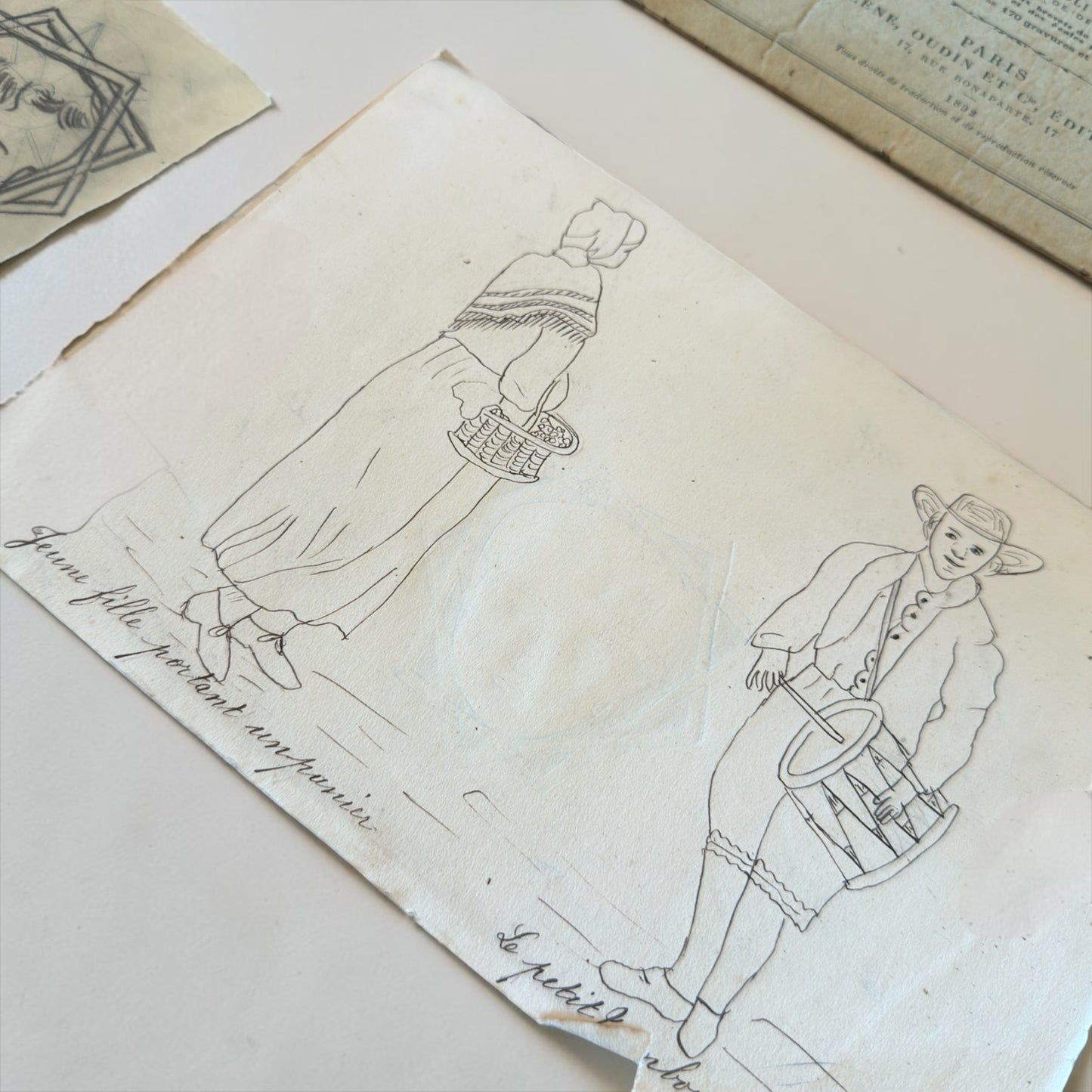 Lotto maison d’art: libro prospettiva fine ‘800, album da disegno e pastelli d’epoca