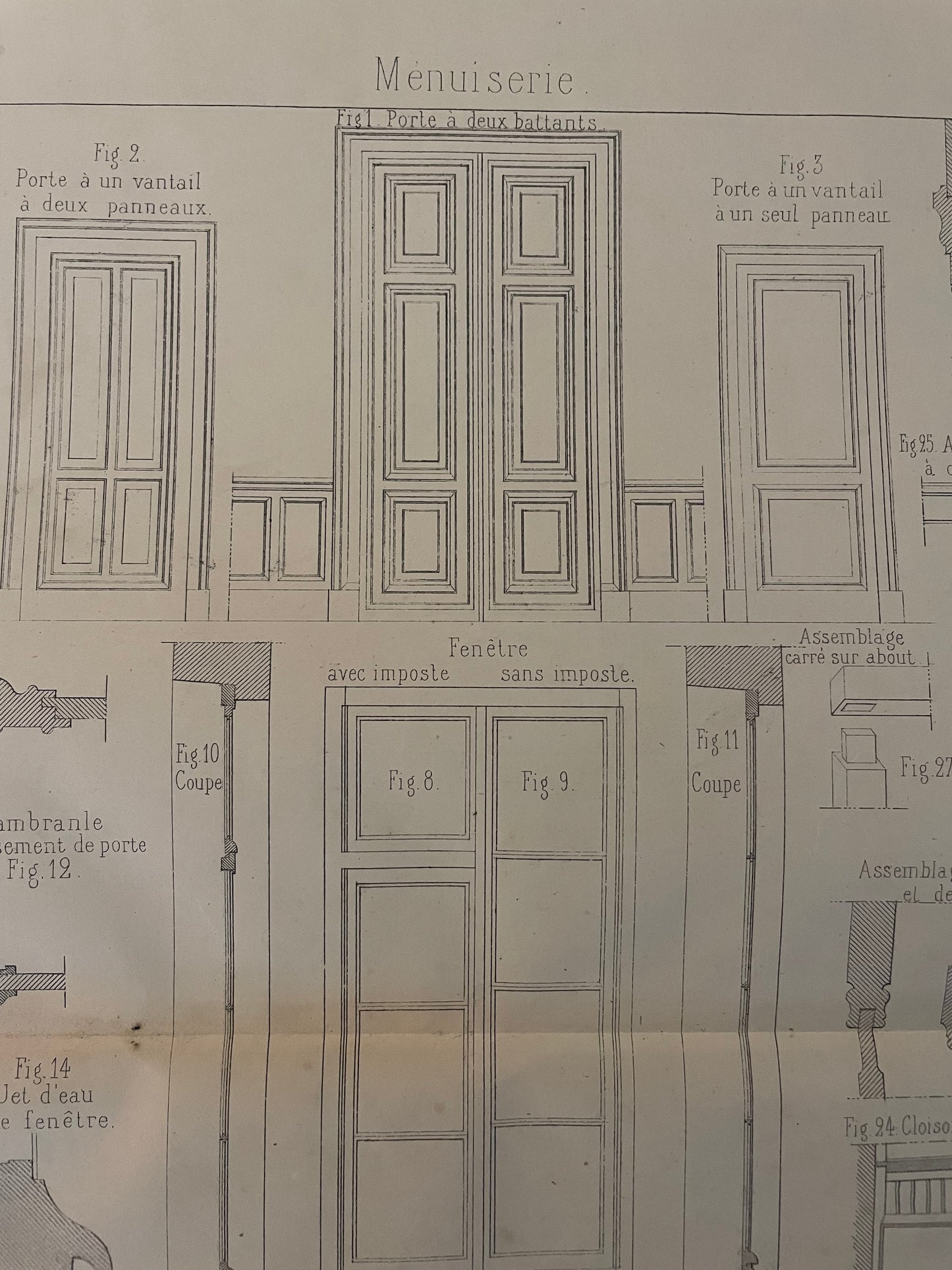 Tris tavole di architettura ‘800 École Arts et Metiers