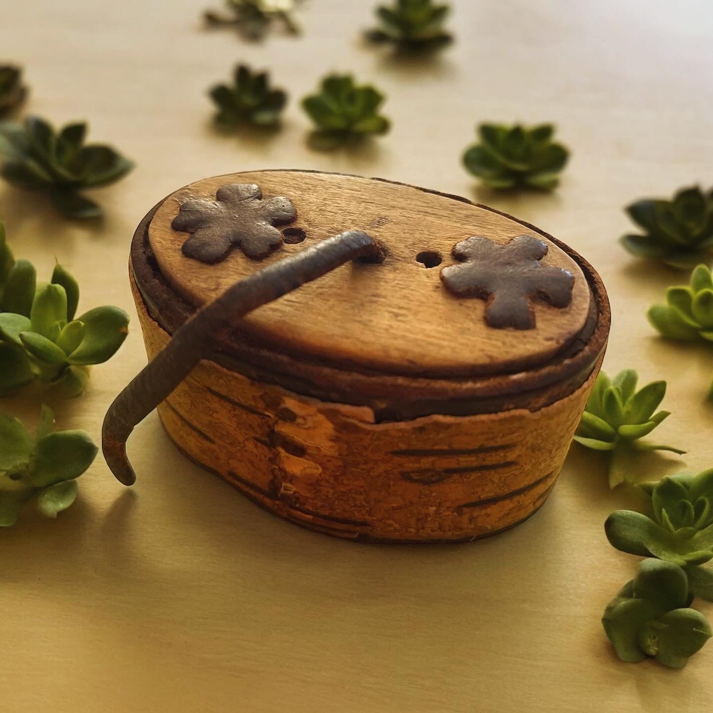 Snuffbox in wood and leather