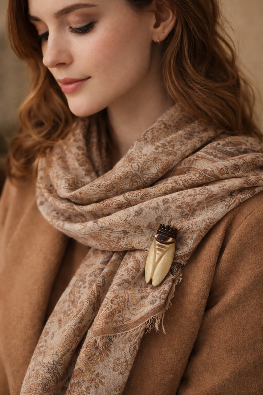 Spilla in corno Art Déco anni 20-30 a guisa di cicala