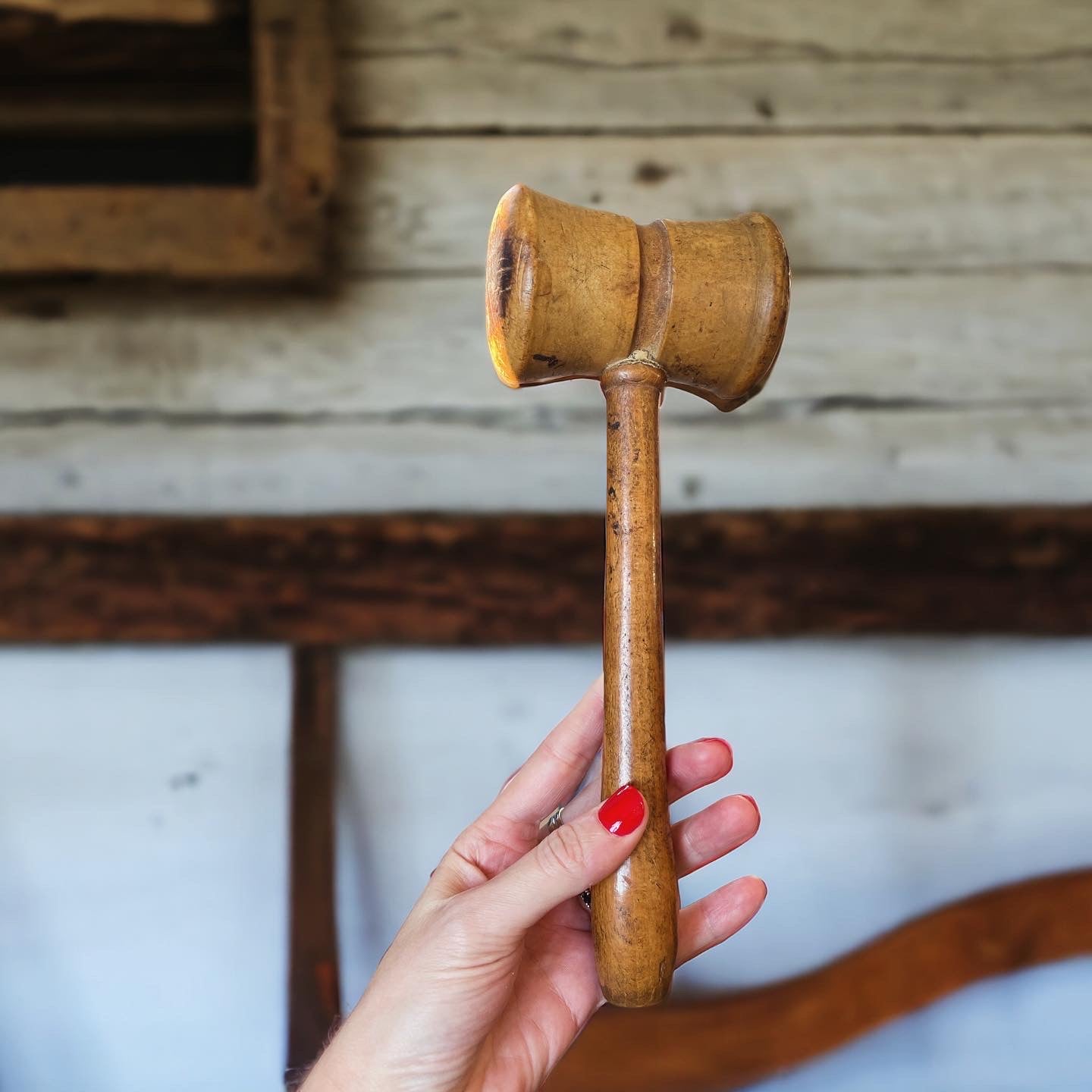 Old wooden meat tenderizer