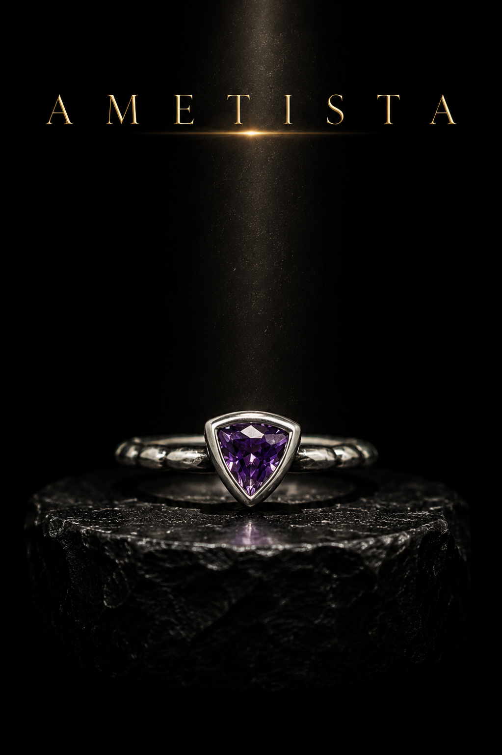 Anello fedina in argento 925 e ametista