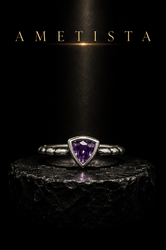 Anello fedina in argento 925 e ametista