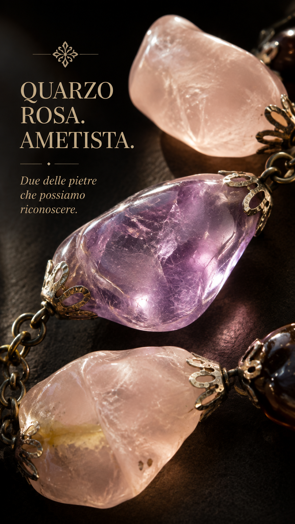 Collana in pietre naturali miste tra cui agata, corniola, quarzo ed altre; 70 cm senza chiusura