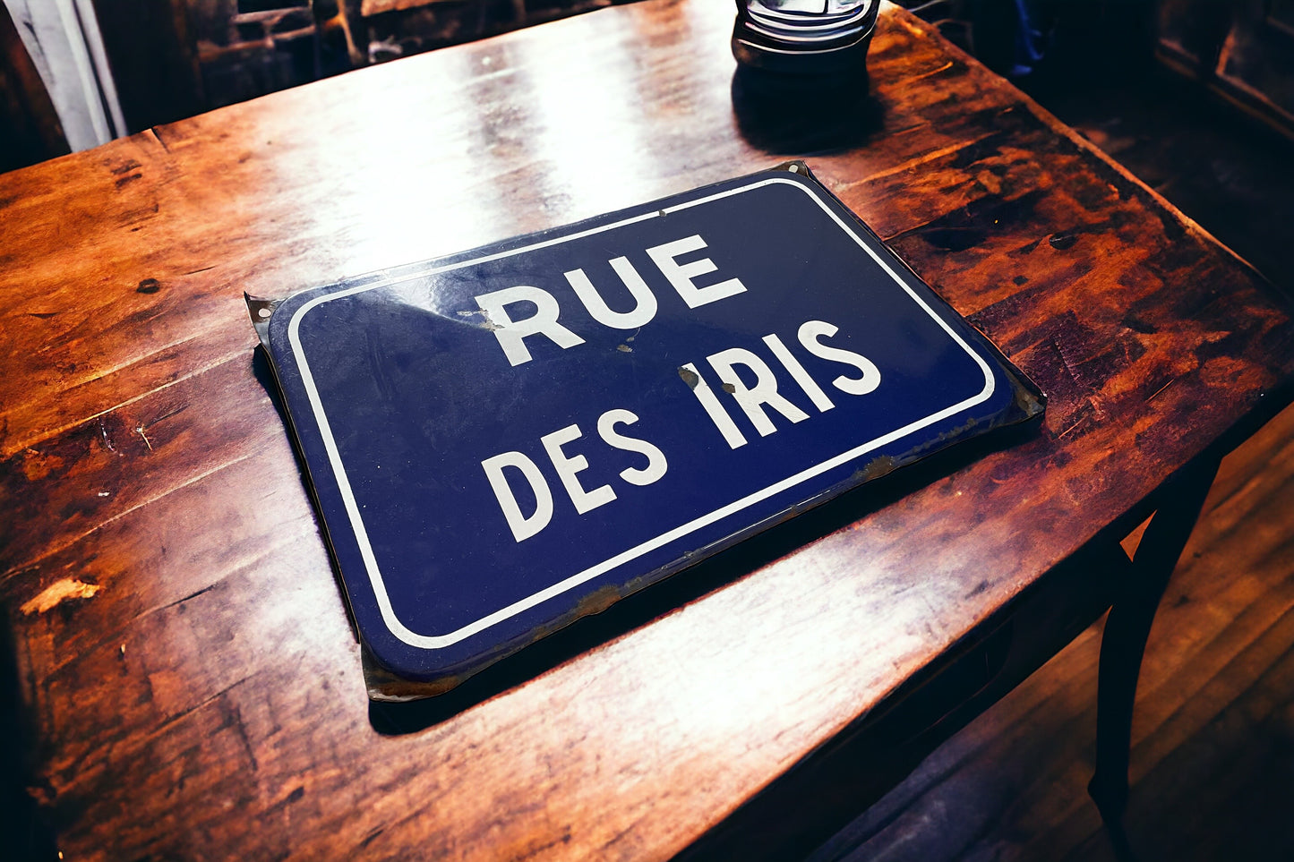 Enamelled sign Rue des Iris